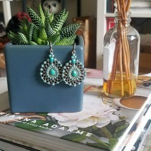 2 for $12 - Silver and Turquoise Drop Earrings